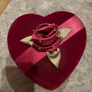 Heart-Shaped Velvet Box with Rose Accent
